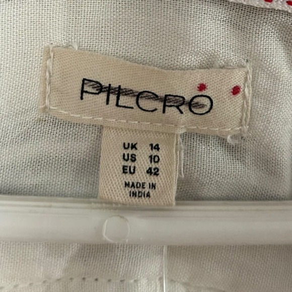 Anthropologie Pilcro Ruffle-Collar Button Down Midi Dress Striped Motif NEW 10 - Picture 3 of 6